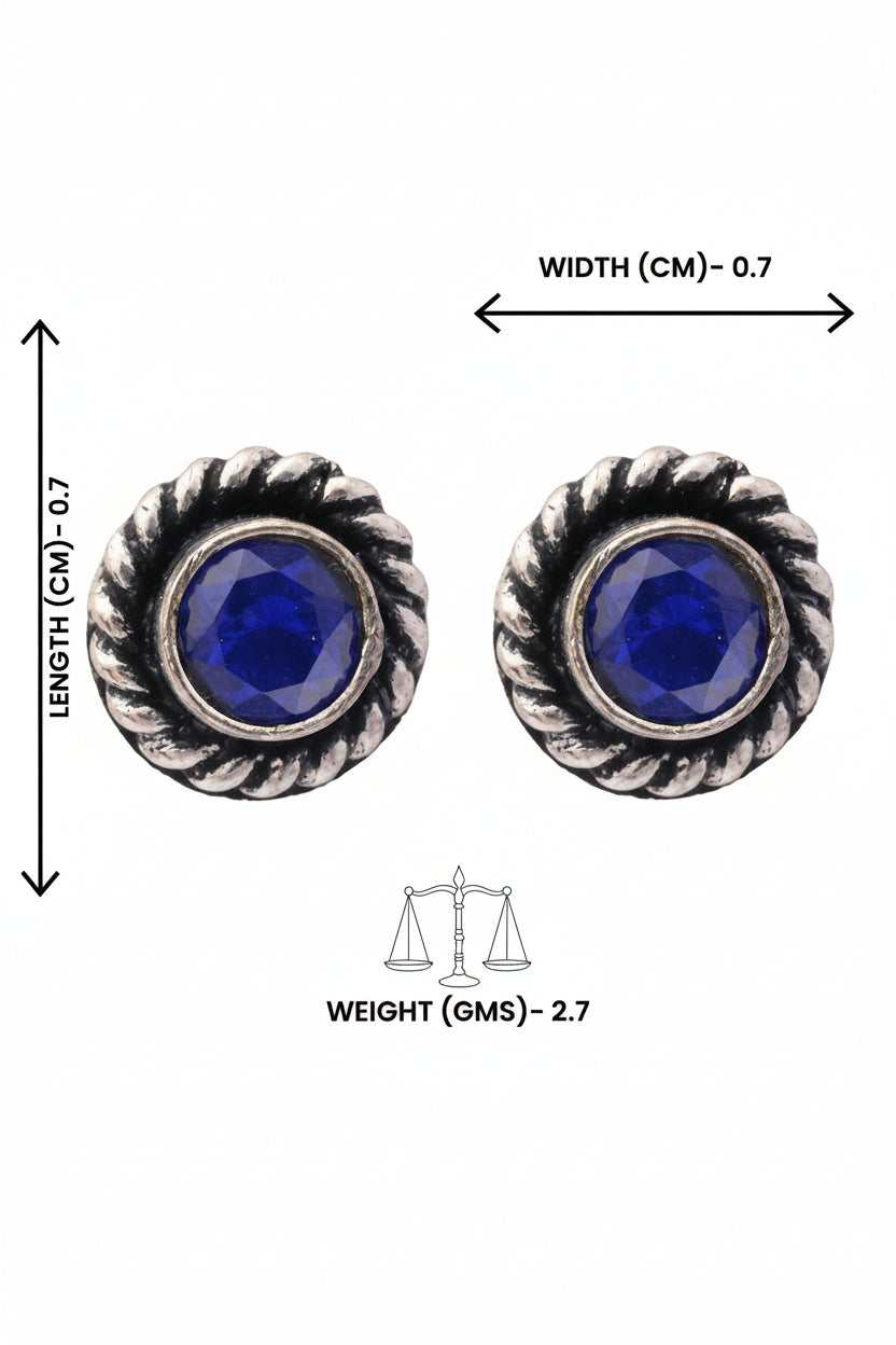 Neelam- Combo of Silver Brass Oxidised stud Earrings