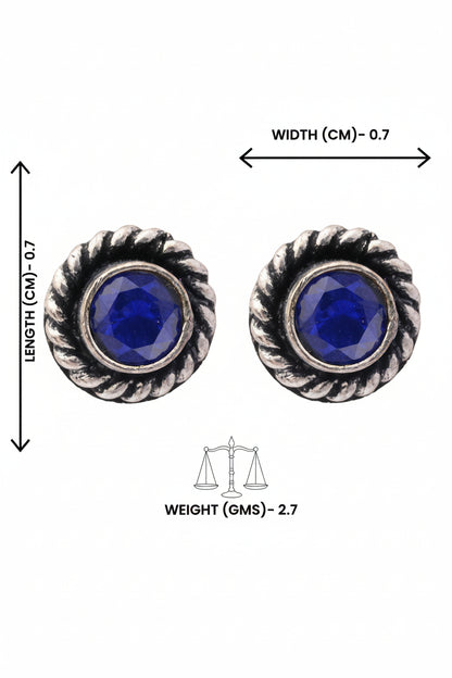 Neelam- Combo of Silver Brass Oxidised stud Earrings