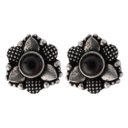 BaaliBahaar- Combo of Silver Brass Oxidised stud Earrings