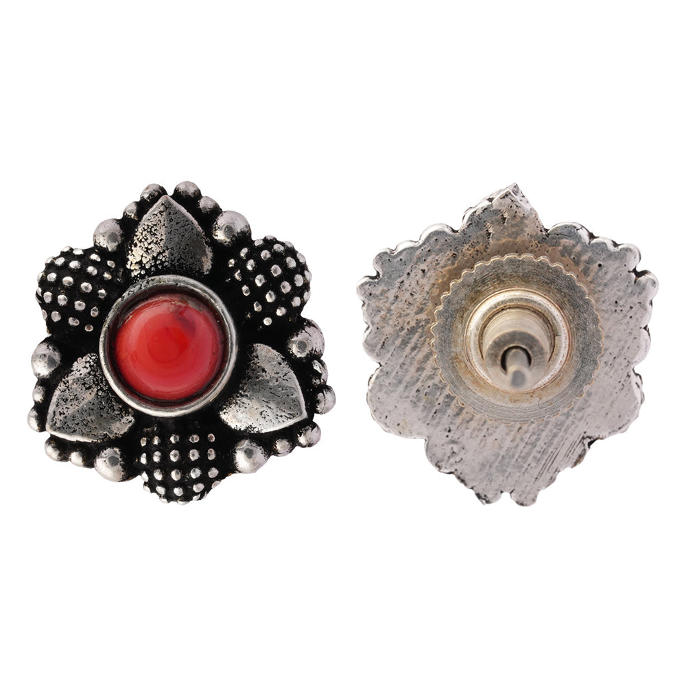 BaaliBahaar- Combo of Silver Brass Oxidised stud Earrings
