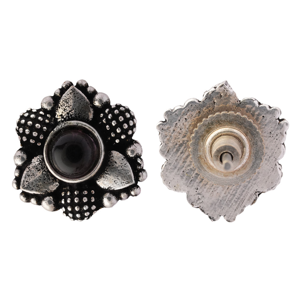 BaaliBahaar- Combo of Silver Brass Oxidised stud Earrings