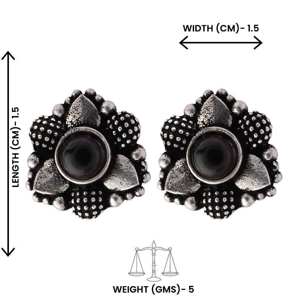 BaaliBahaar- Combo of Silver Brass Oxidised stud Earrings