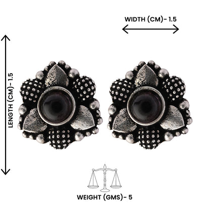 BaaliBahaar- Combo of Silver Brass Oxidised stud Earrings