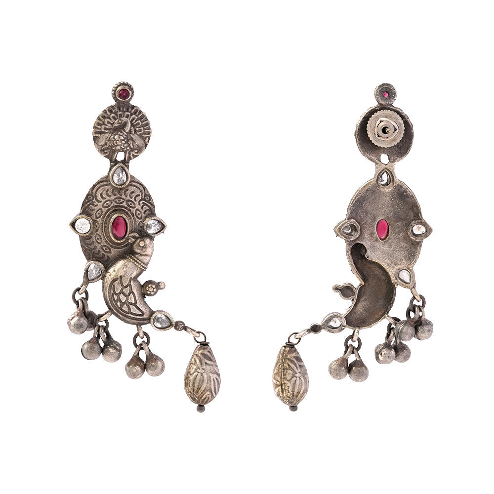 Dhwani- Silver Brass oxidised stud earrings