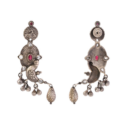 Dhwani- Silver Brass oxidised stud earrings