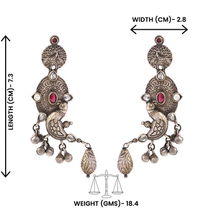 Dhwani- Silver Brass oxidised stud earrings