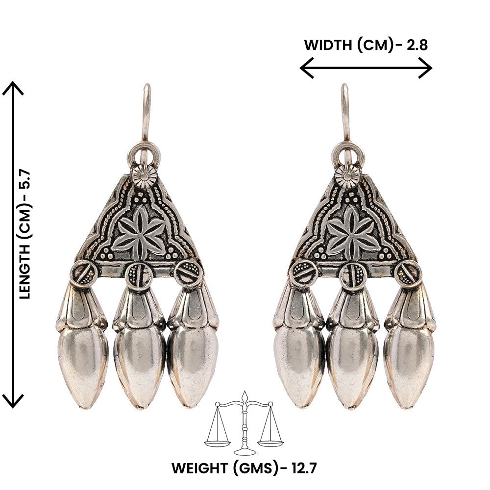 SitaaraJhal- Silver Brass Oxidised dangler earrings