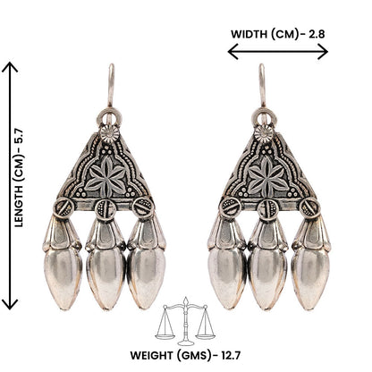 SitaaraJhal- Silver Brass Oxidised dangler earrings