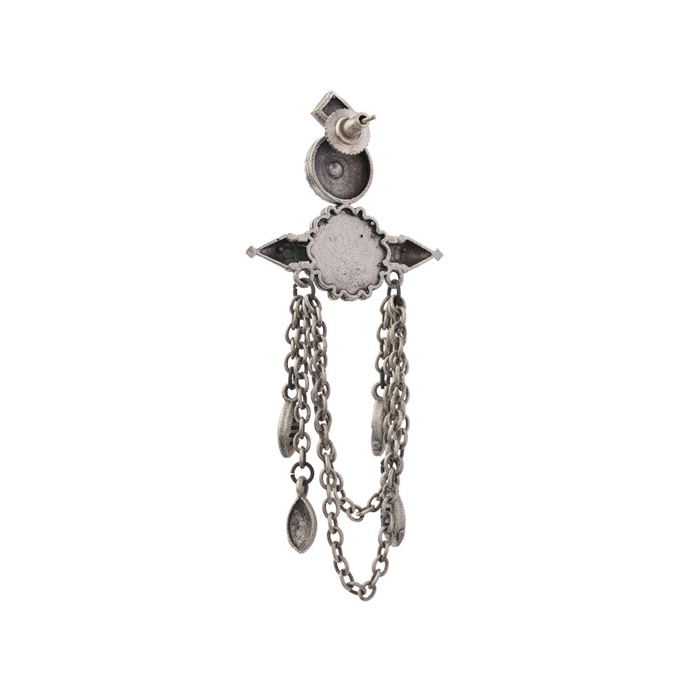 Jhalar – Silver Brass Oxidised Dangler Earrings