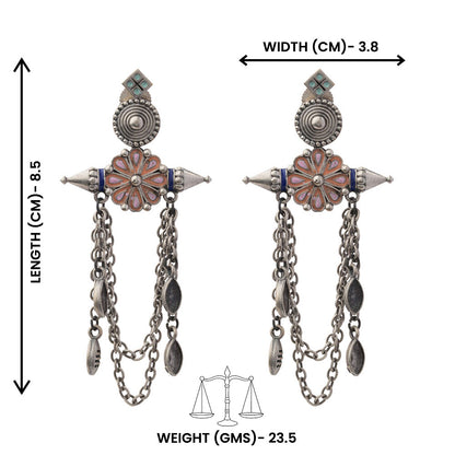 Jhalar – Silver Brass Oxidised Dangler Earrings