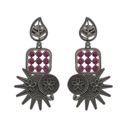 Pallavi – Silver Brass Oxidised Dangler Earrings