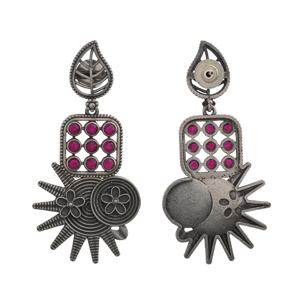 Pallavi – Silver Brass Oxidised Dangler Earrings