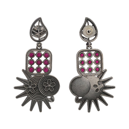 Pallavi – Silver Brass Oxidised Dangler Earrings