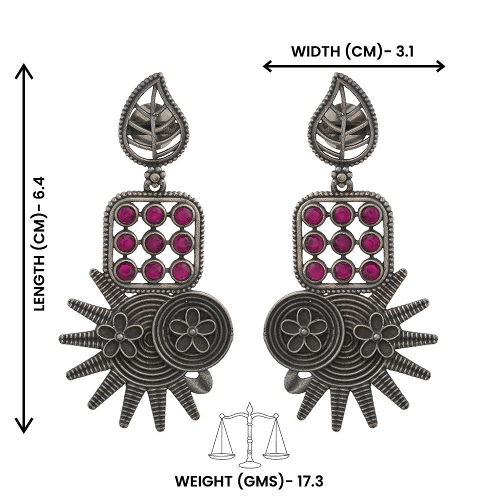 Pallavi – Silver Brass Oxidised Dangler Earrings