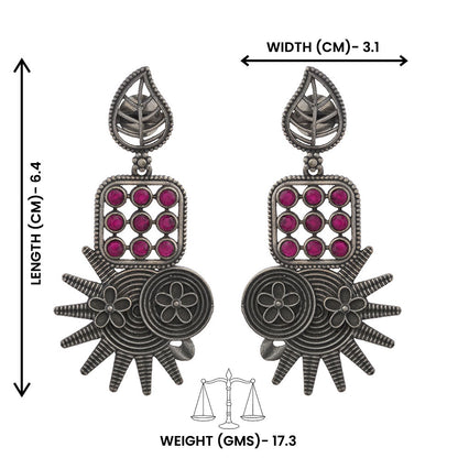 Pallavi – Silver Brass Oxidised Dangler Earrings