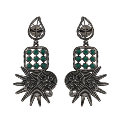 Pallavi – Silver Brass Oxidised Dangler Earrings