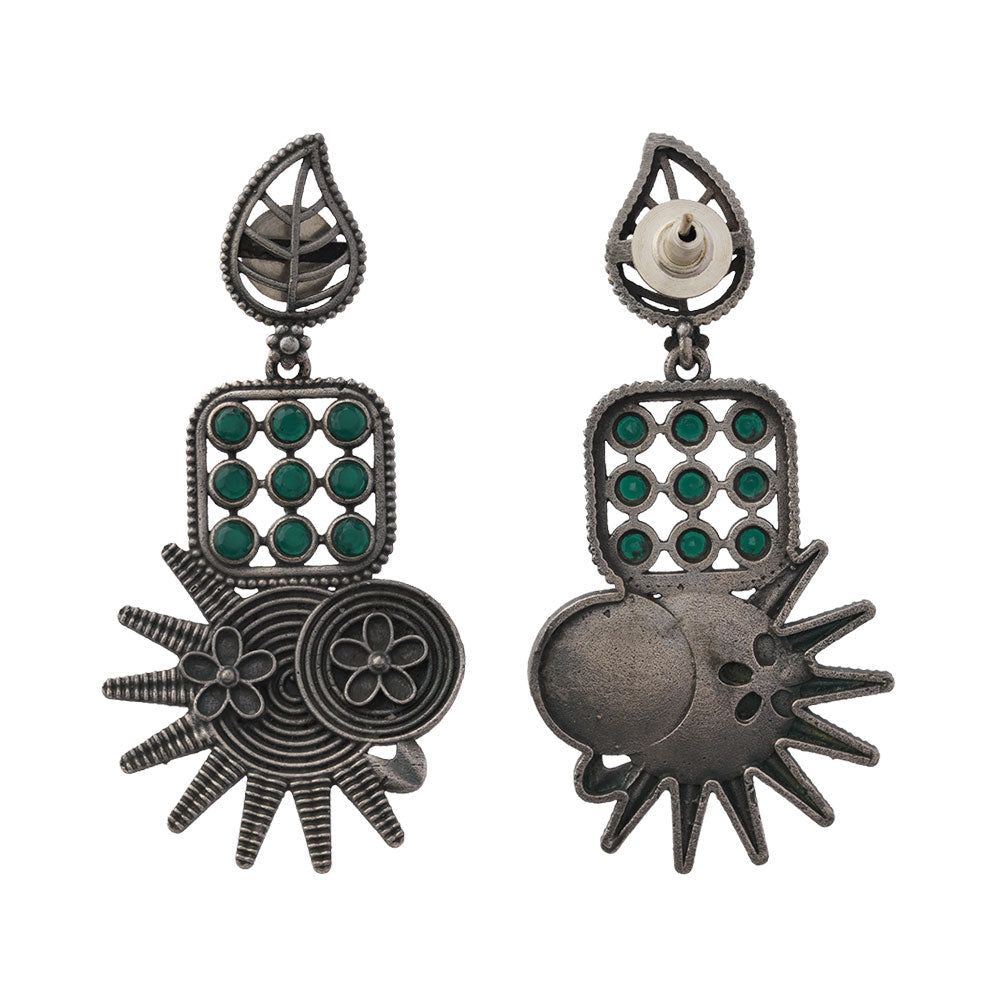 Pallavi – Silver Brass Oxidised Dangler Earrings