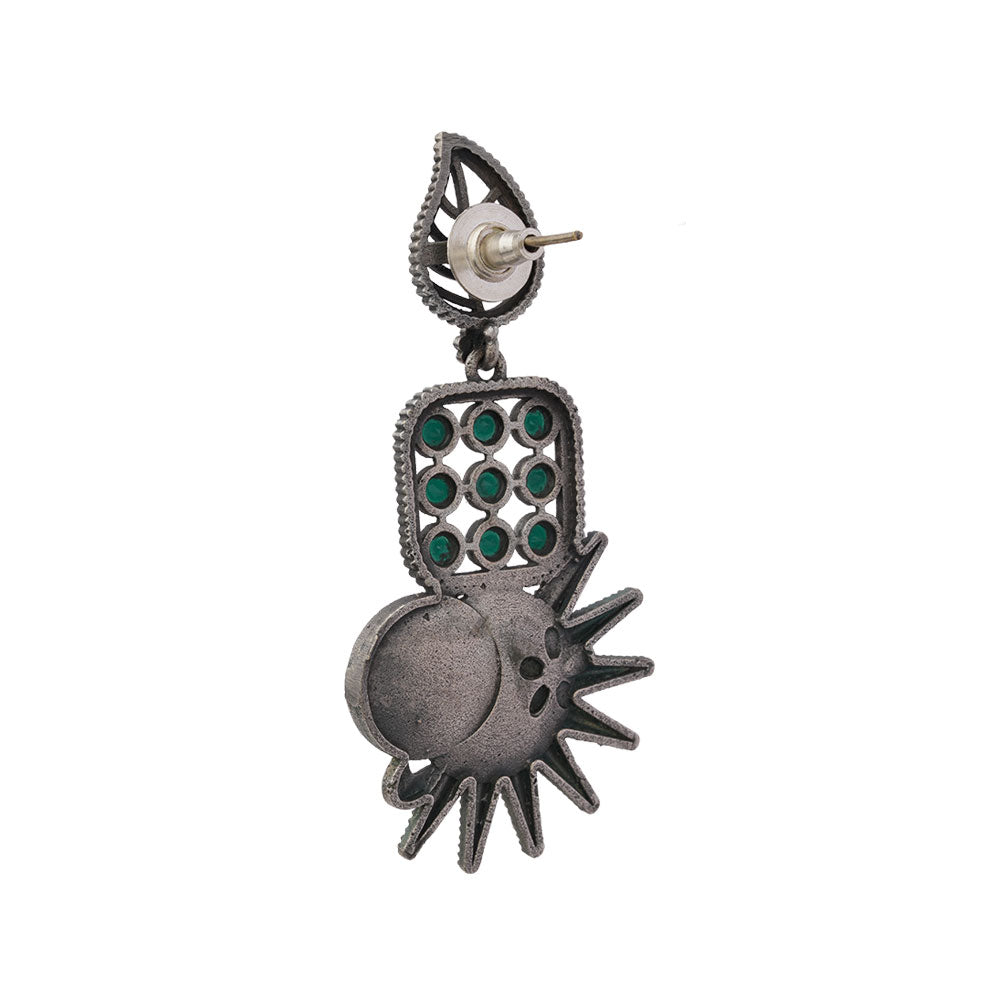 Pallavi – Silver Brass Oxidised Dangler Earrings