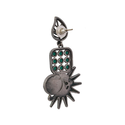 Pallavi – Silver Brass Oxidised Dangler Earrings
