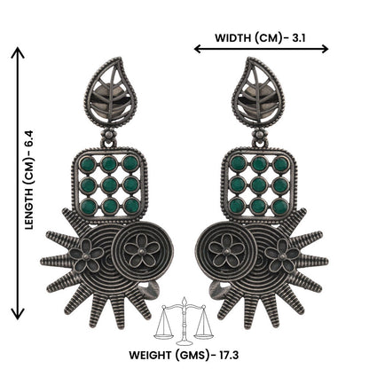 Pallavi – Silver Brass Oxidised Dangler Earrings