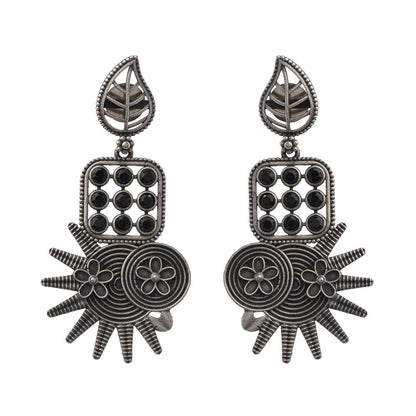 Pallavi – Silver Brass Oxidised Dangler Earrings
