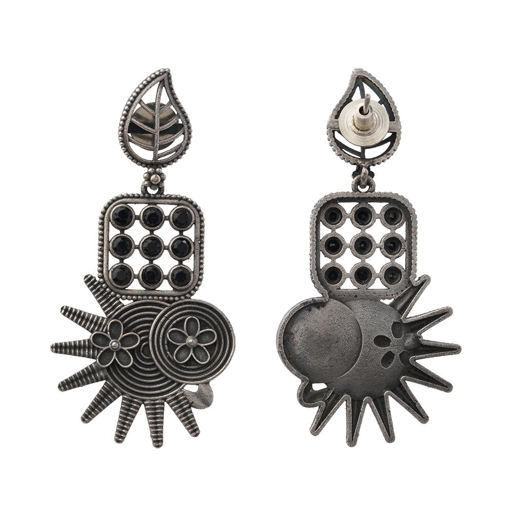 Pallavi – Silver Brass Oxidised Dangler Earrings
