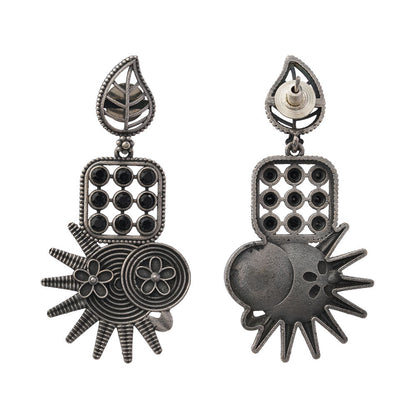 Pallavi – Silver Brass Oxidised Dangler Earrings