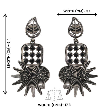 Pallavi – Silver Brass Oxidised Dangler Earrings