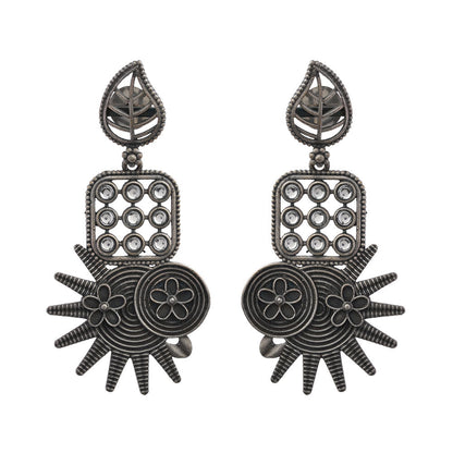 Pallavi – Silver Brass Oxidised Dangler Earrings
