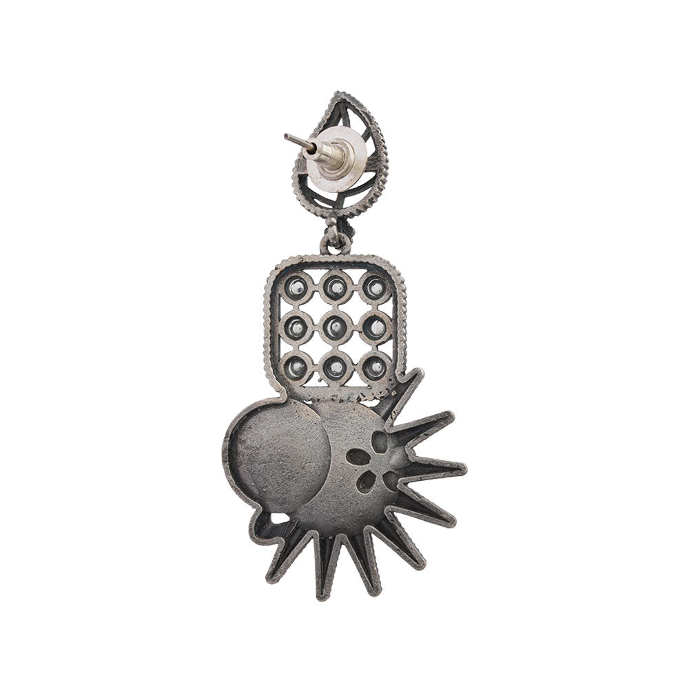 Pallavi – Silver Brass Oxidised Dangler Earrings