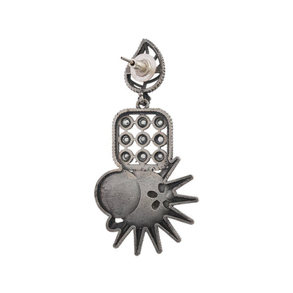 Pallavi – Silver Brass Oxidised Dangler Earrings