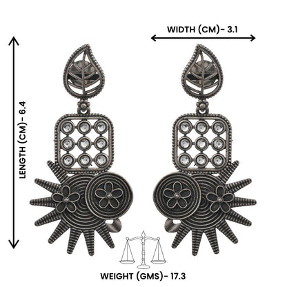 Pallavi – Silver Brass Oxidised Dangler Earrings