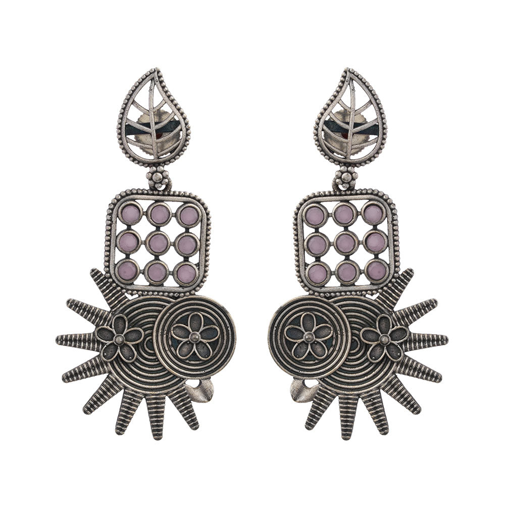 Pallavi – Silver Brass Oxidised Dangler Earrings