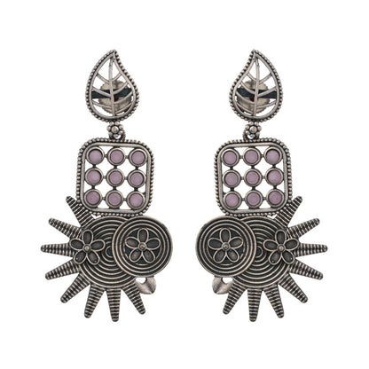 Pallavi – Silver Brass Oxidised Dangler Earrings