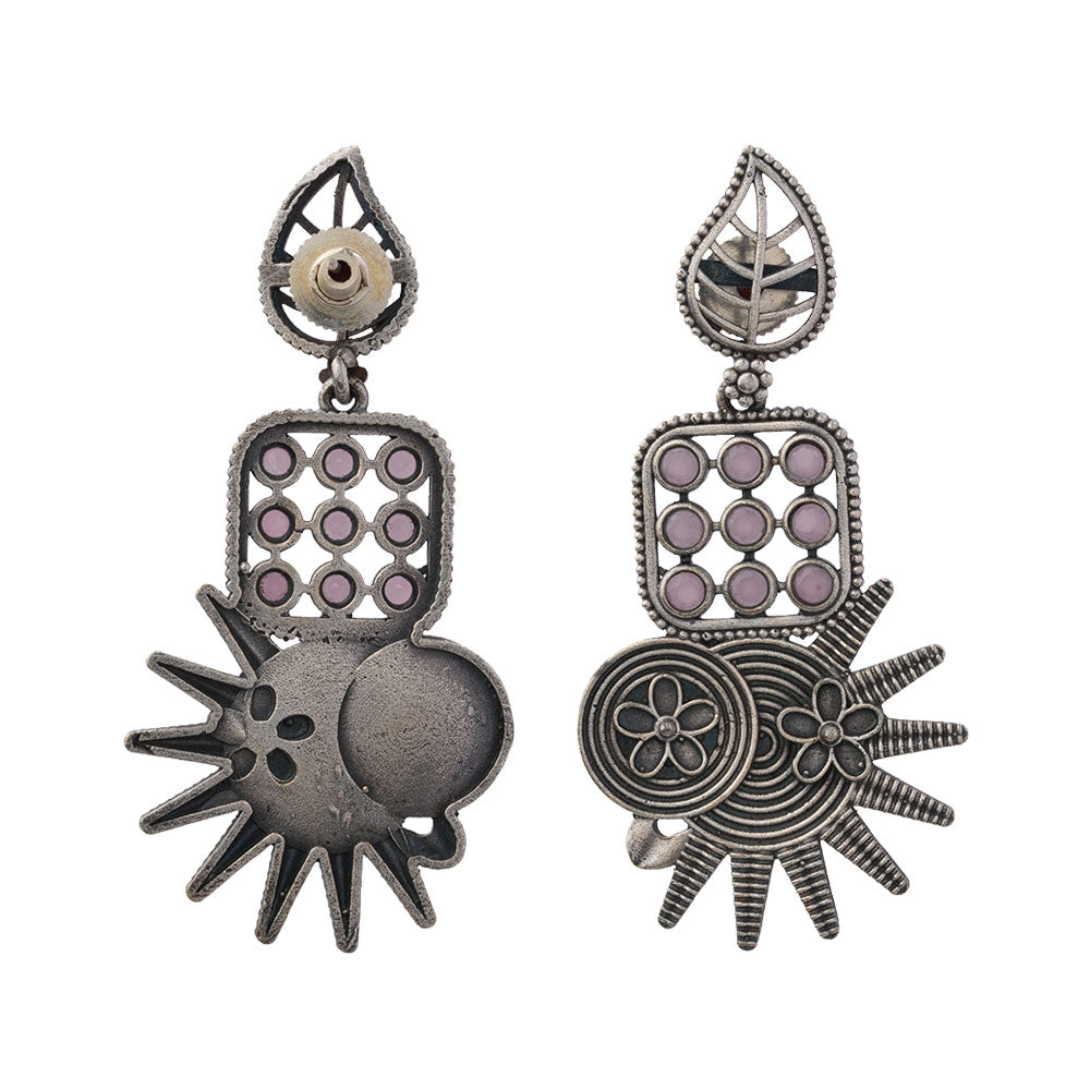 Pallavi – Silver Brass Oxidised Dangler Earrings