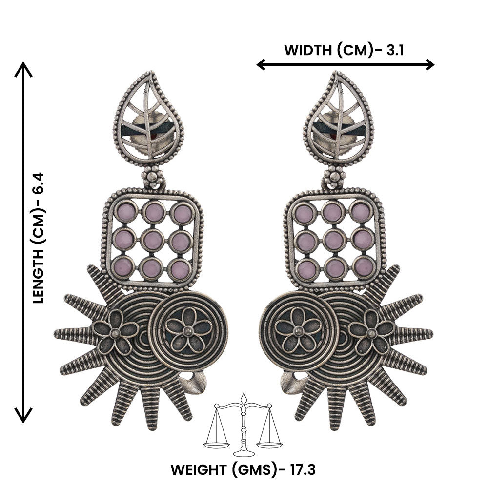 Pallavi – Silver Brass Oxidised Dangler Earrings