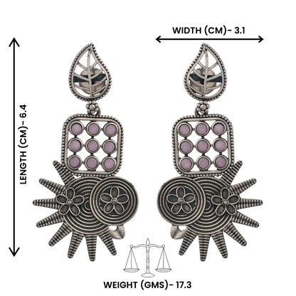 Pallavi – Silver Brass Oxidised Dangler Earrings