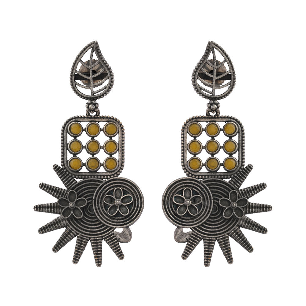 Pallavi – Silver Brass Oxidised Dangler Earrings
