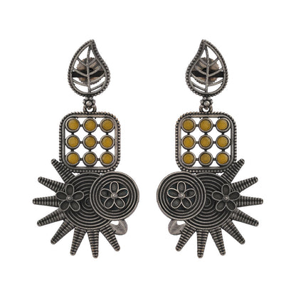 Pallavi – Silver Brass Oxidised Dangler Earrings
