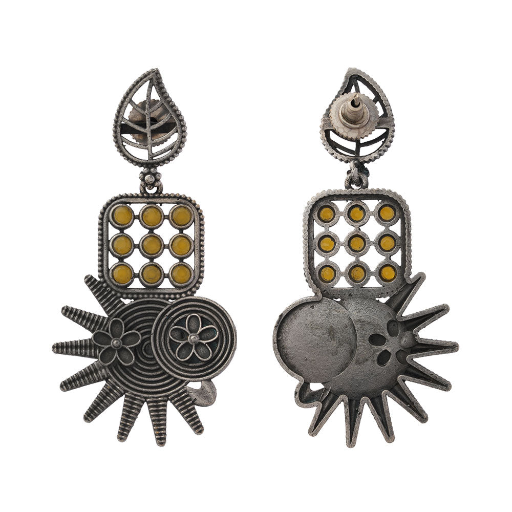 Pallavi – Silver Brass Oxidised Dangler Earrings