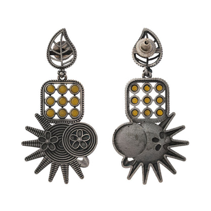 Pallavi – Silver Brass Oxidised Dangler Earrings
