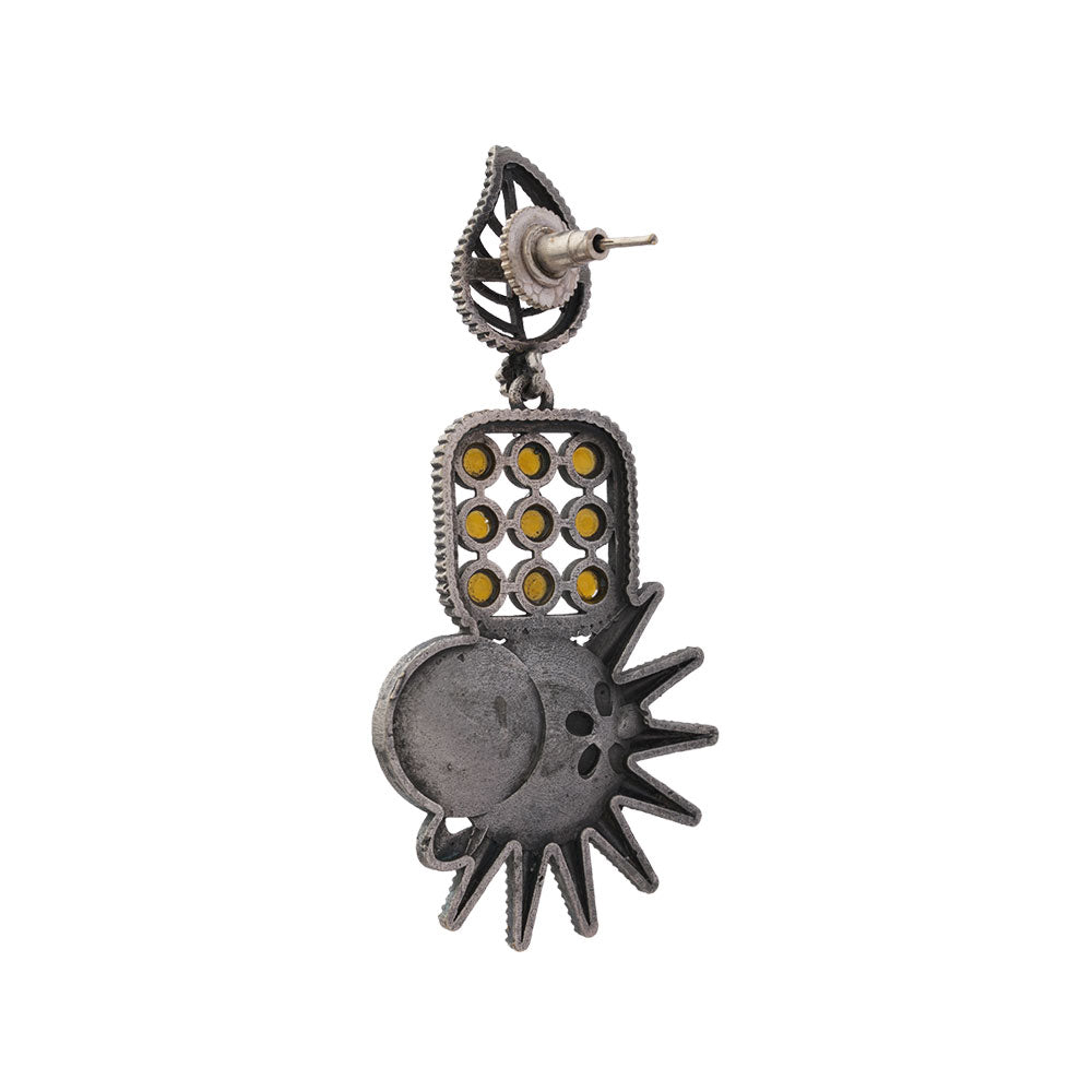 Pallavi – Silver Brass Oxidised Dangler Earrings