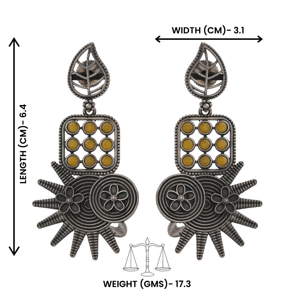 Pallavi – Silver Brass Oxidised Dangler Earrings