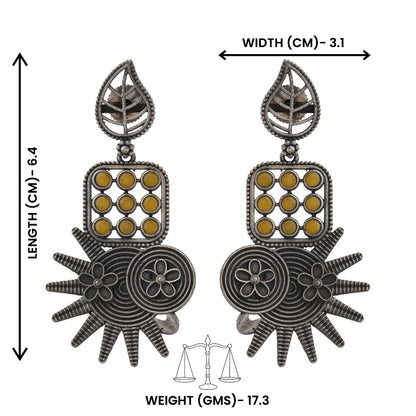Pallavi – Silver Brass Oxidised Dangler Earrings