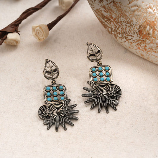 Pallavi – Silver Brass Oxidised Dangler Earrings