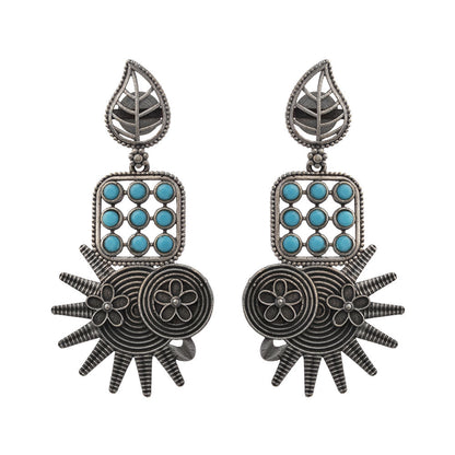 Pallavi – Silver Brass Oxidised Dangler Earrings