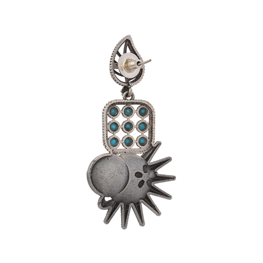 Pallavi – Silver Brass Oxidised Dangler Earrings