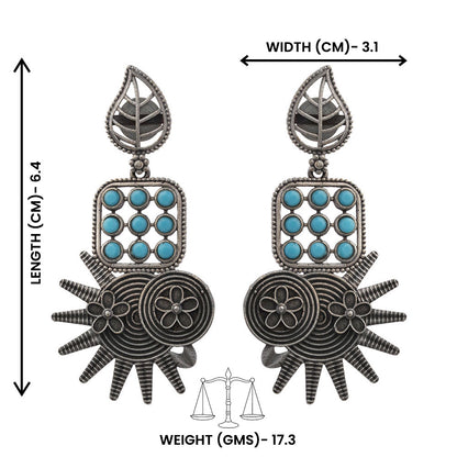Pallavi – Silver Brass Oxidised Dangler Earrings