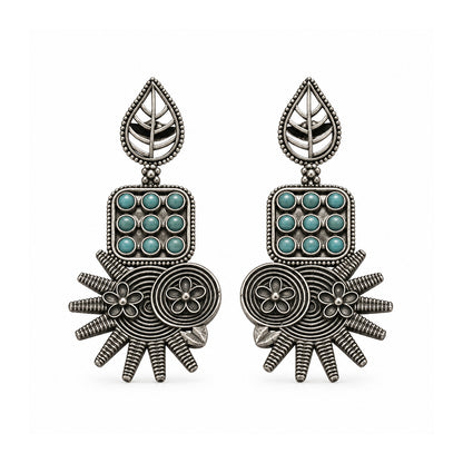 Pallavi – Silver Brass Oxidised Dangler Earrings