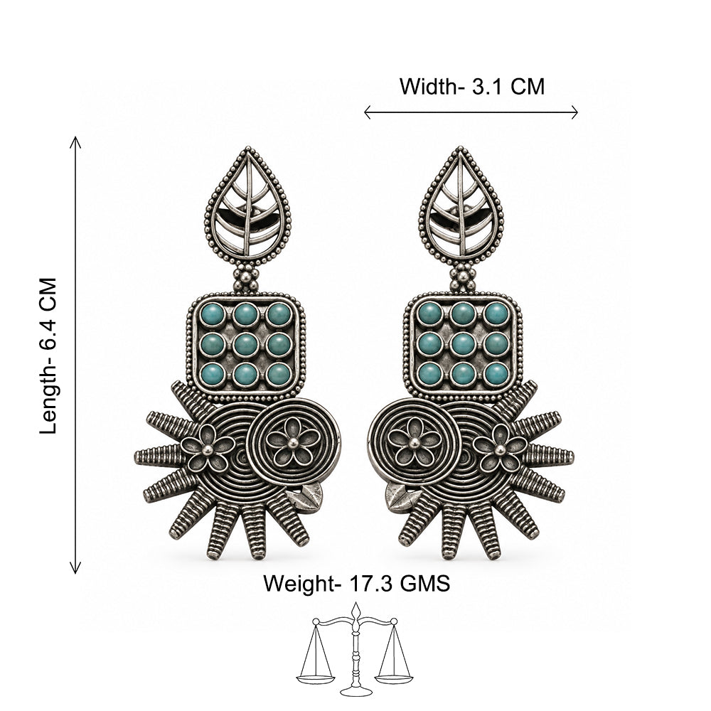 Pallavi – Silver Brass Oxidised Dangler Earrings